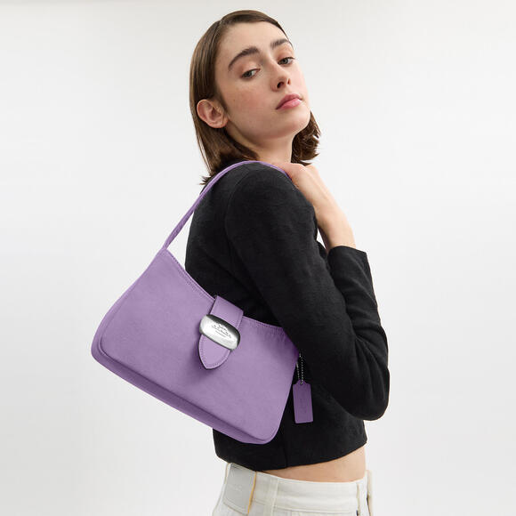 Coach Eliza Purple Denim/ Leather Shoulder Bag NWT - Picture 3 of 8